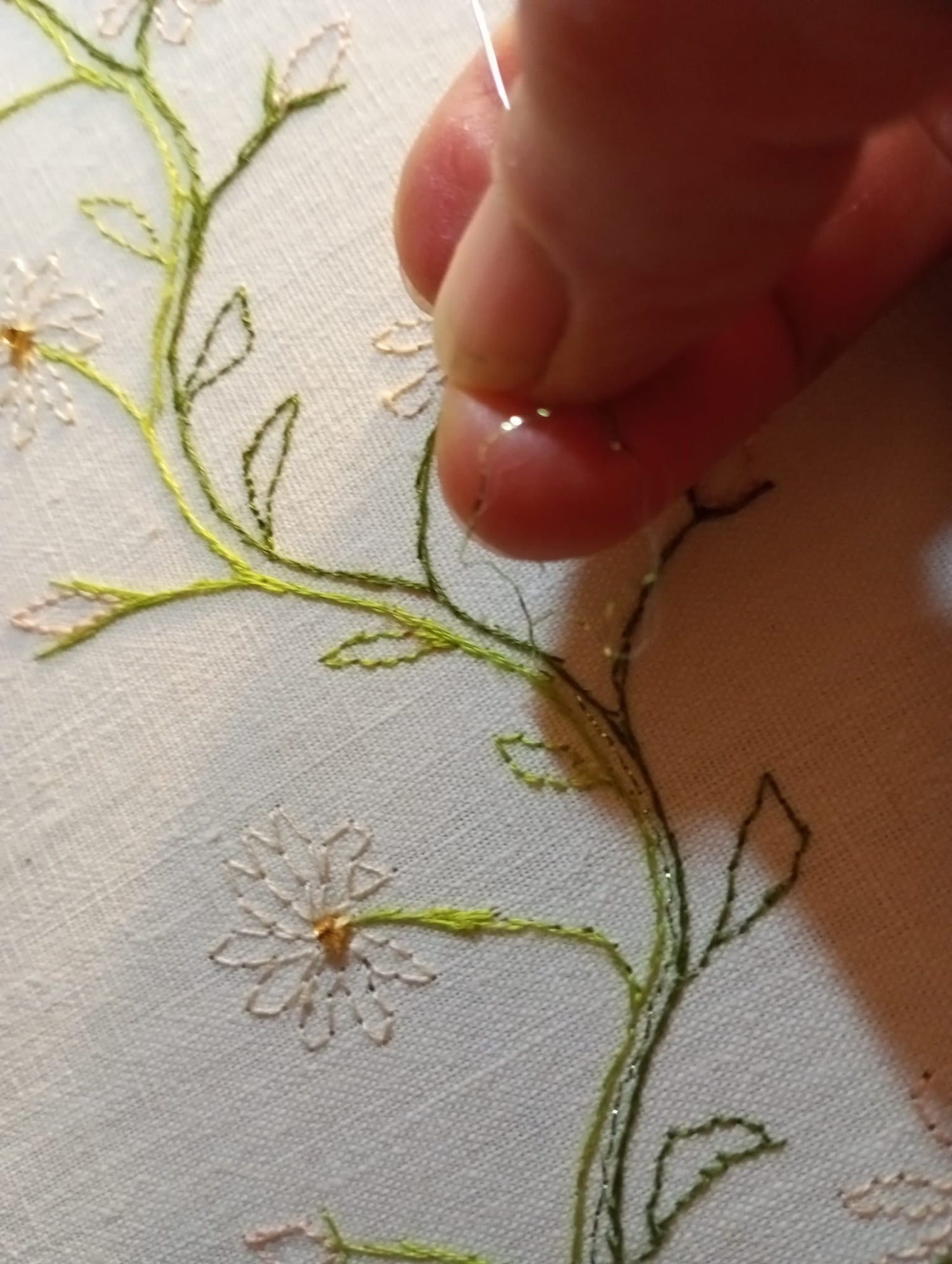 Tableaux broderie et perles sur toile de lin