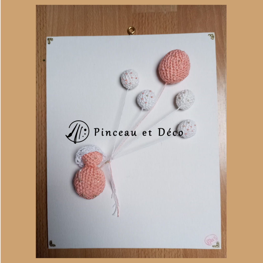 Tableau Crochet Rose & Ballons