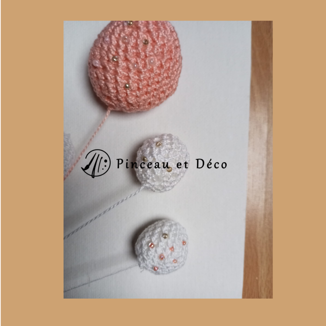 Tableau Crochet Rose & Ballons