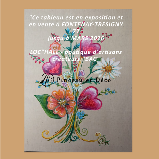 Bouquet floral coeurs bordeaux (EN EXPO VENTE)